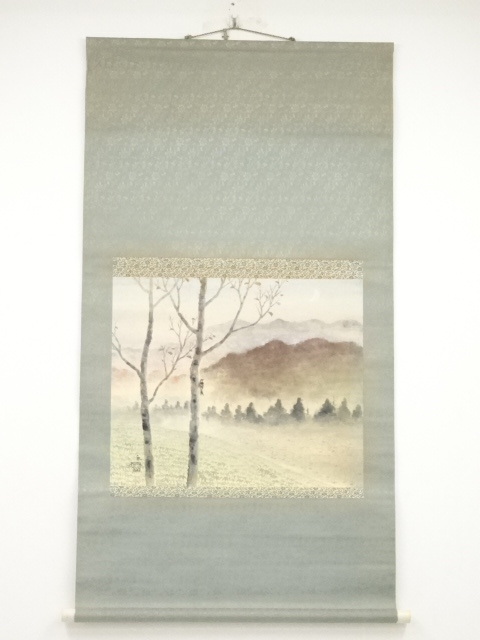 JAPANESE HANGING SCROLL / HAND PAINTED / CALLIGRAPHY / SCENERY